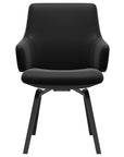 Paloma Leather Black and Black Base | Stressless Laurel Low Back D200 Dining Chair w/Arms | Valley Ridge Furniture