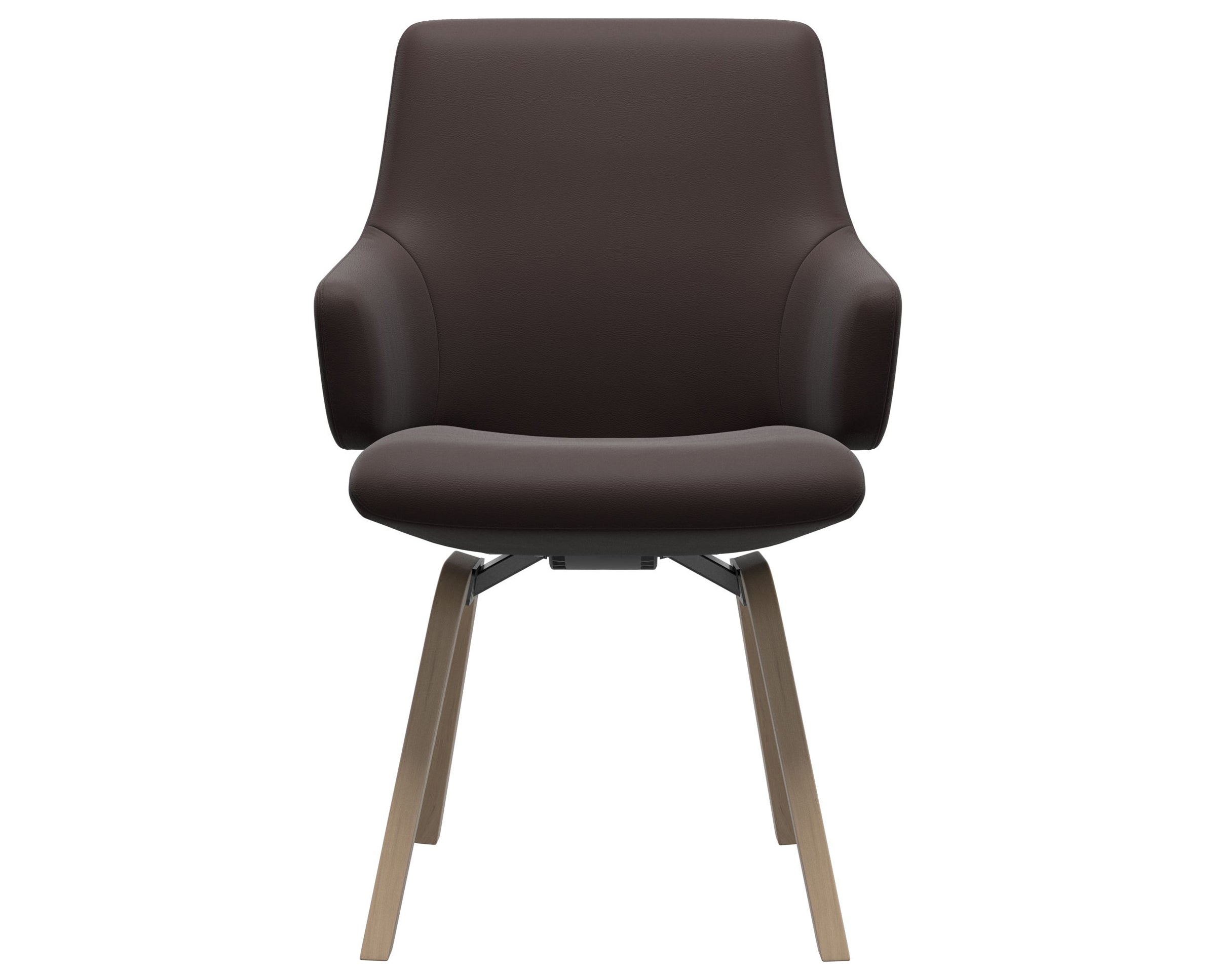 Paloma Leather Chocolate and Natural Base | Stressless Laurel Low Back D200 Dining Chair w/Arms | Valley Ridge Furniture