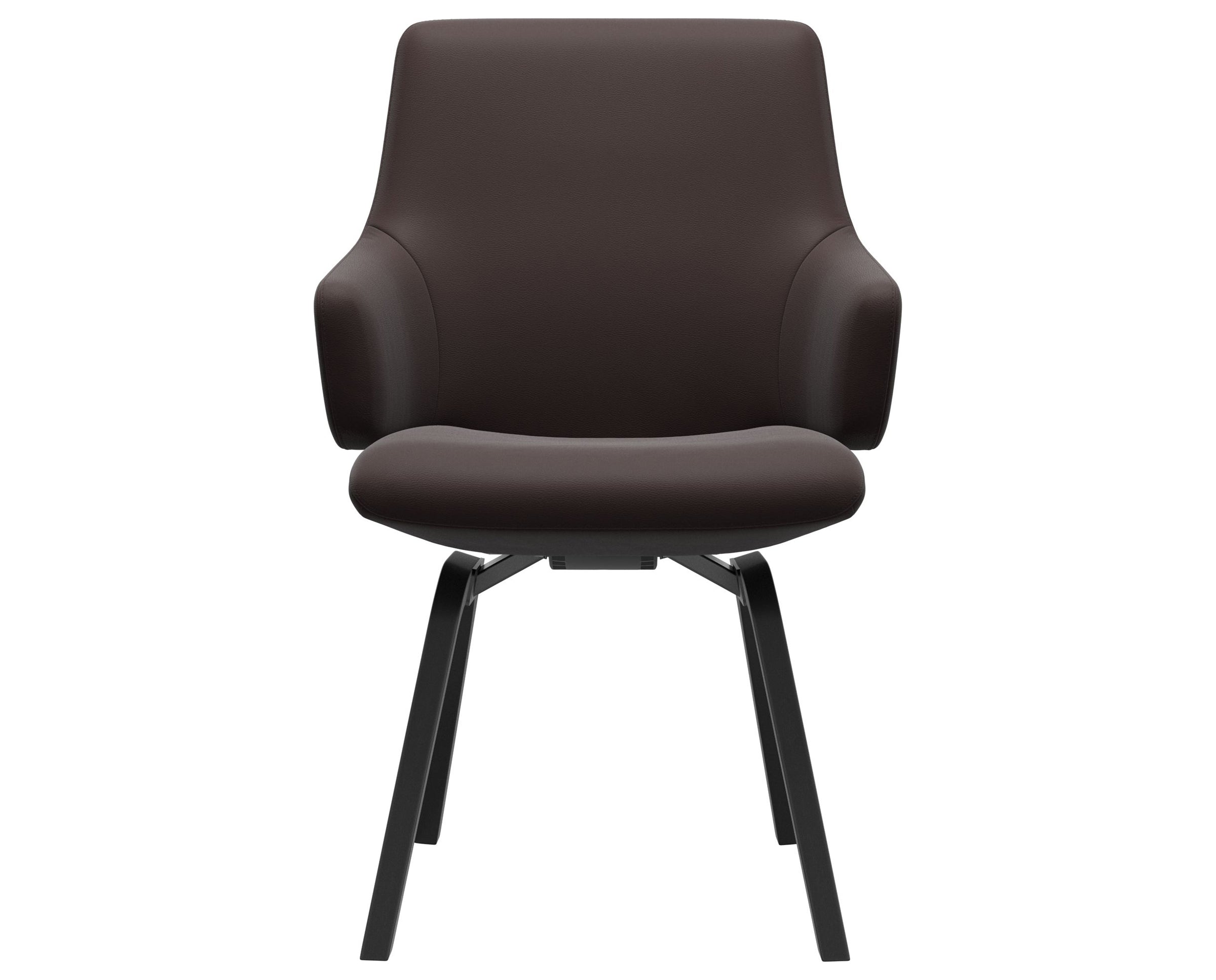 Paloma Leather Chocolate and Black Base | Stressless Laurel Low Back D200 Dining Chair w/Arms | Valley Ridge Furniture