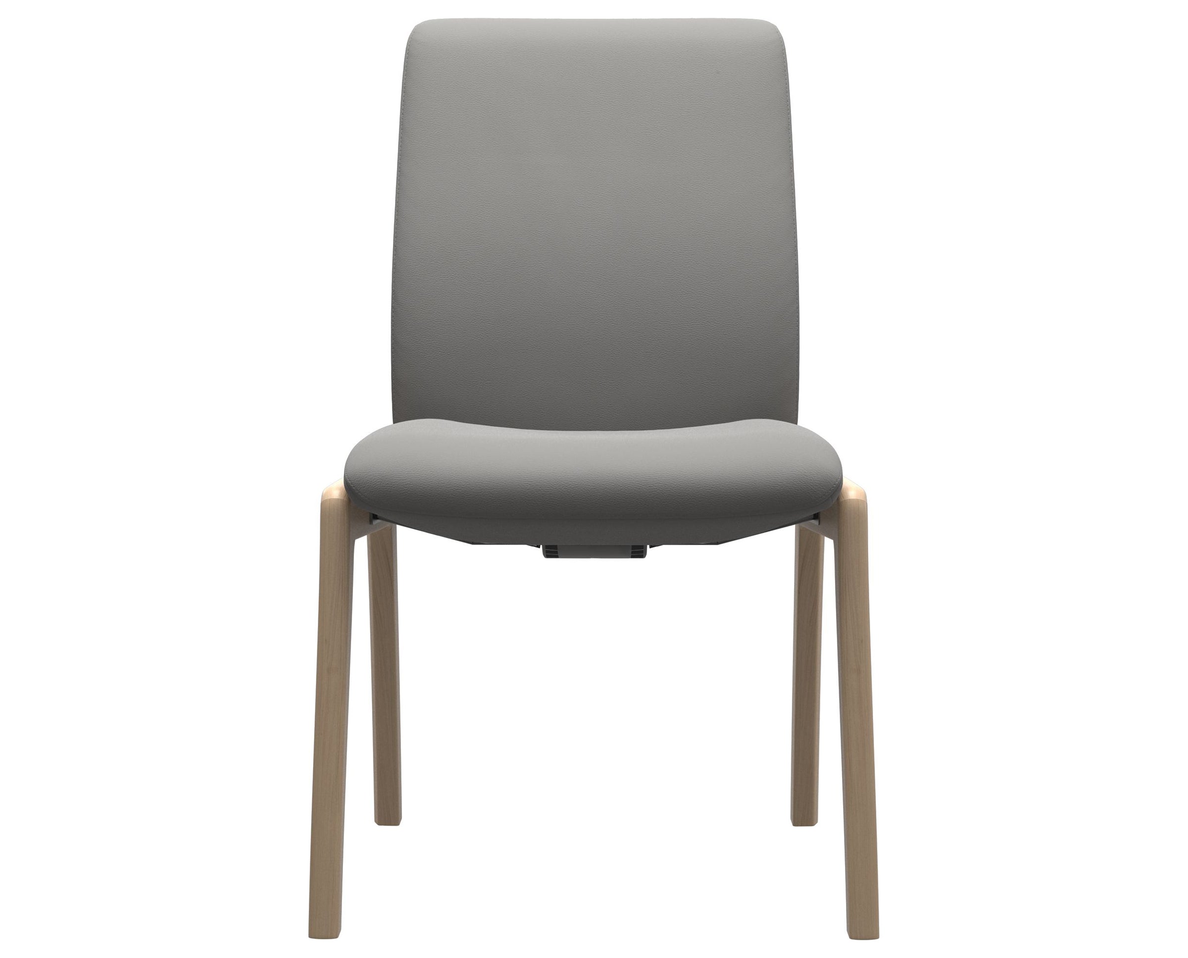 Paloma Leather Silver Grey and Natural Base | Stressless Laurel Low Back D100 Dining Chair | Valley Ridge Furniture