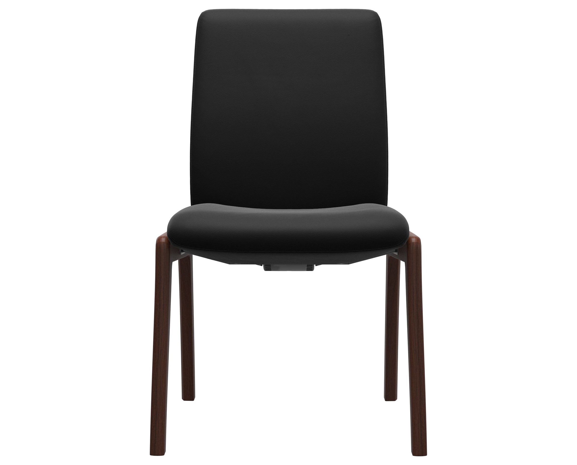 Paloma Leather Black and Walnut Base | Stressless Laurel Low Back D100 Dining Chair | Valley Ridge Furniture