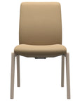 Paloma Leather Sand and Whitewash Base | Stressless Laurel Low Back D100 Dining Chair | Valley Ridge Furniture
