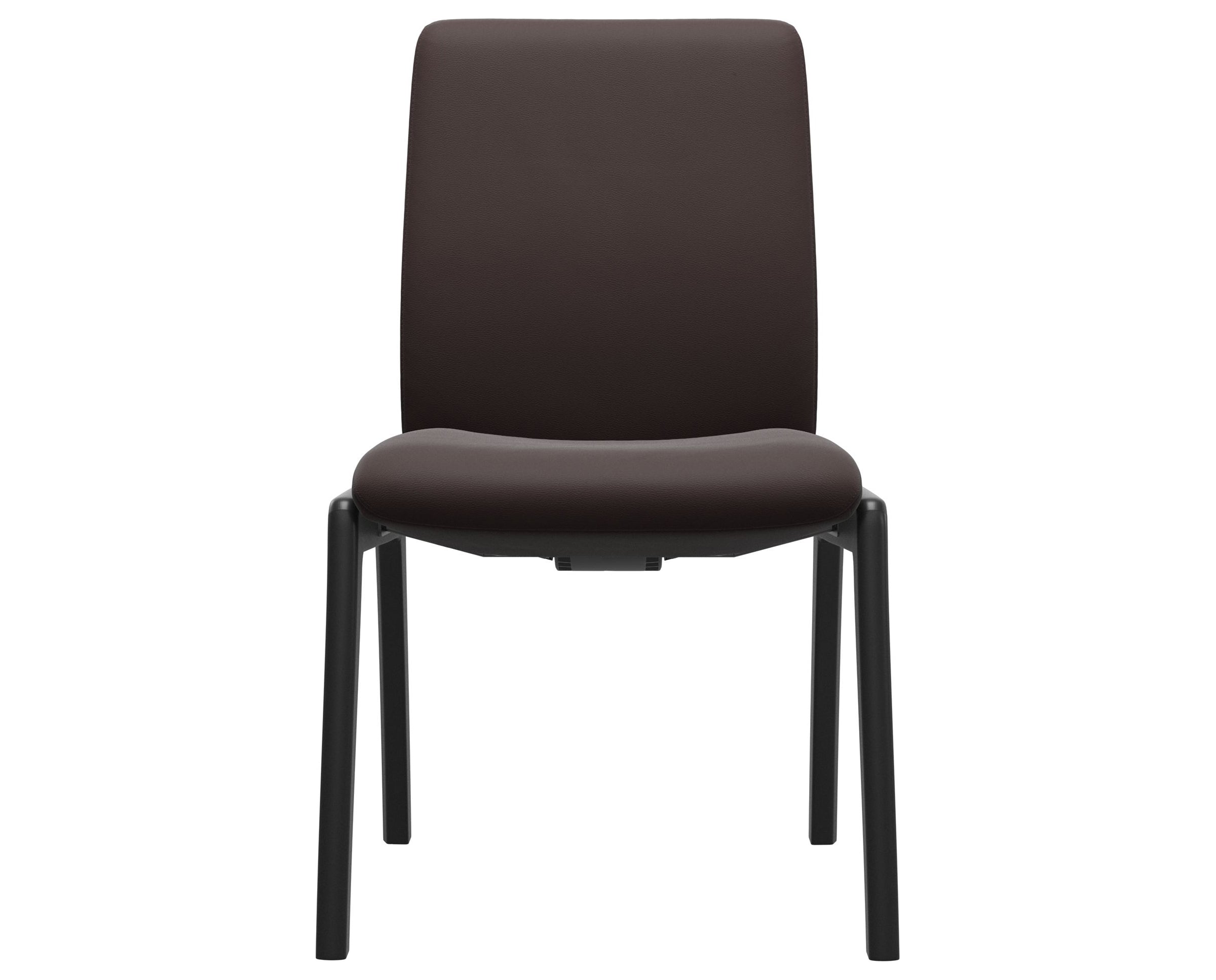 Paloma Leather Chocolate and Black Base | Stressless Laurel Low Back D100 Dining Chair | Valley Ridge Furniture