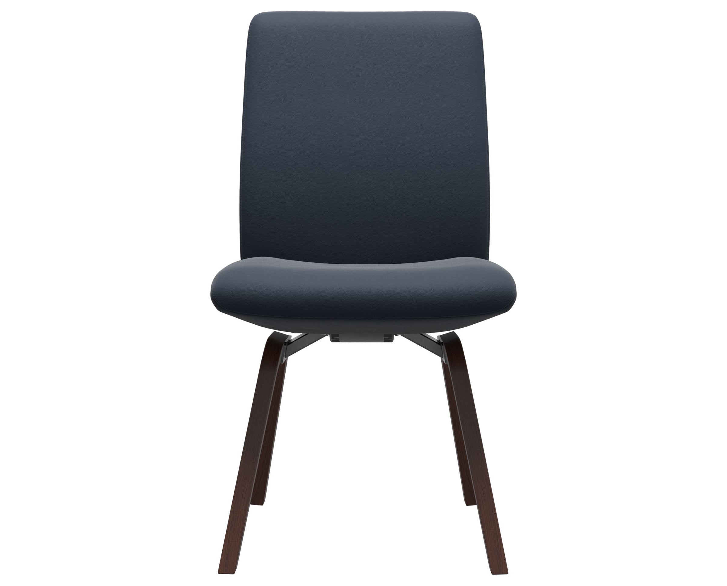 Paloma Leather Oxford Blue and Walnut Base | Stressless Laurel Low Back D200 Dining Chair | Valley Ridge Furniture
