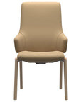 Paloma Leather Sand and Natural Base | Stressless Laurel High Back D100 Dining Chair w/Arms | Valley Ridge Furniture