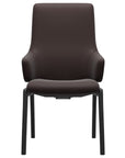 Paloma Leather Chocolate and Black Base | Stressless Laurel High Back D100 Dining Chair w/Arms | Valley Ridge Furniture
