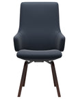 Paloma Leather Oxford Blue and Walnut Base | Stressless Laurel High Back D200 Dining Chair w/Arms | Valley Ridge Furniture
