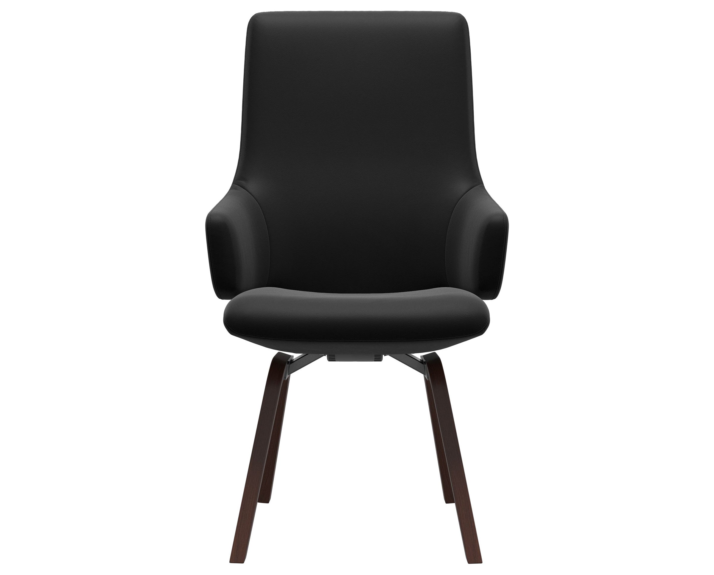 Paloma Leather Black and Walnut Base | Stressless Laurel High Back D200 Dining Chair w/Arms | Valley Ridge Furniture