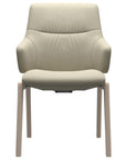 Paloma Leather Light Grey and Whitewash Base | Stressless Mint Low Back D100 Dining Chair w/Arms | Valley Ridge Furniture