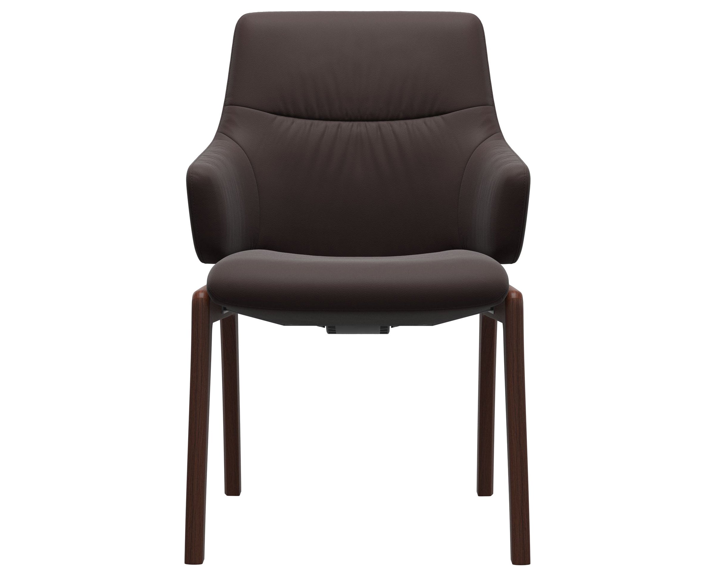 Paloma Leather Chocolate and Walnut Base | Stressless Mint Low Back D100 Dining Chair w/Arms | Valley Ridge Furniture