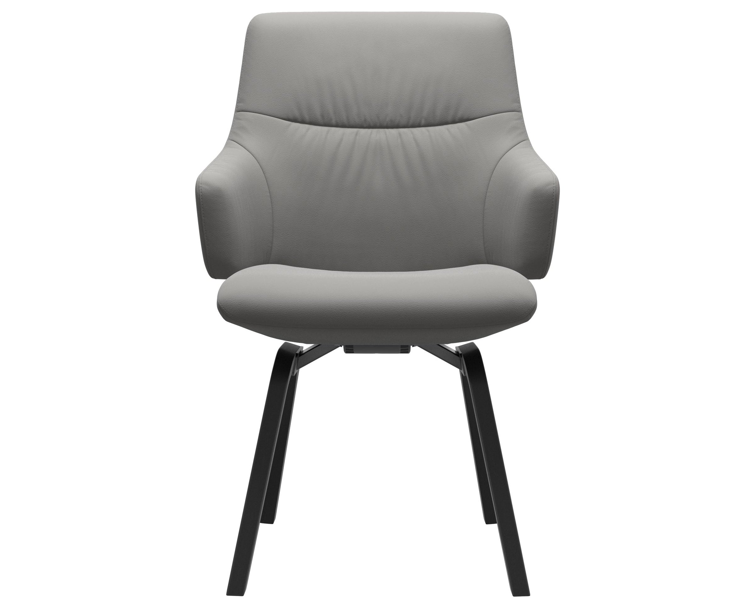 Paloma Leather Silver Grey and Black Base | Stressless Mint Low Back D200 Dining Chair w/Arms | Valley Ridge Furniture