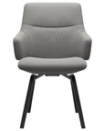 Paloma Leather Silver Grey and Black Base | Stressless Mint Low Back D200 Dining Chair w/Arms | Valley Ridge Furniture