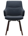 Paloma Leather Oxford Blue and Walnut Base | Stressless Mint Low Back D200 Dining Chair w/Arms | Valley Ridge Furniture