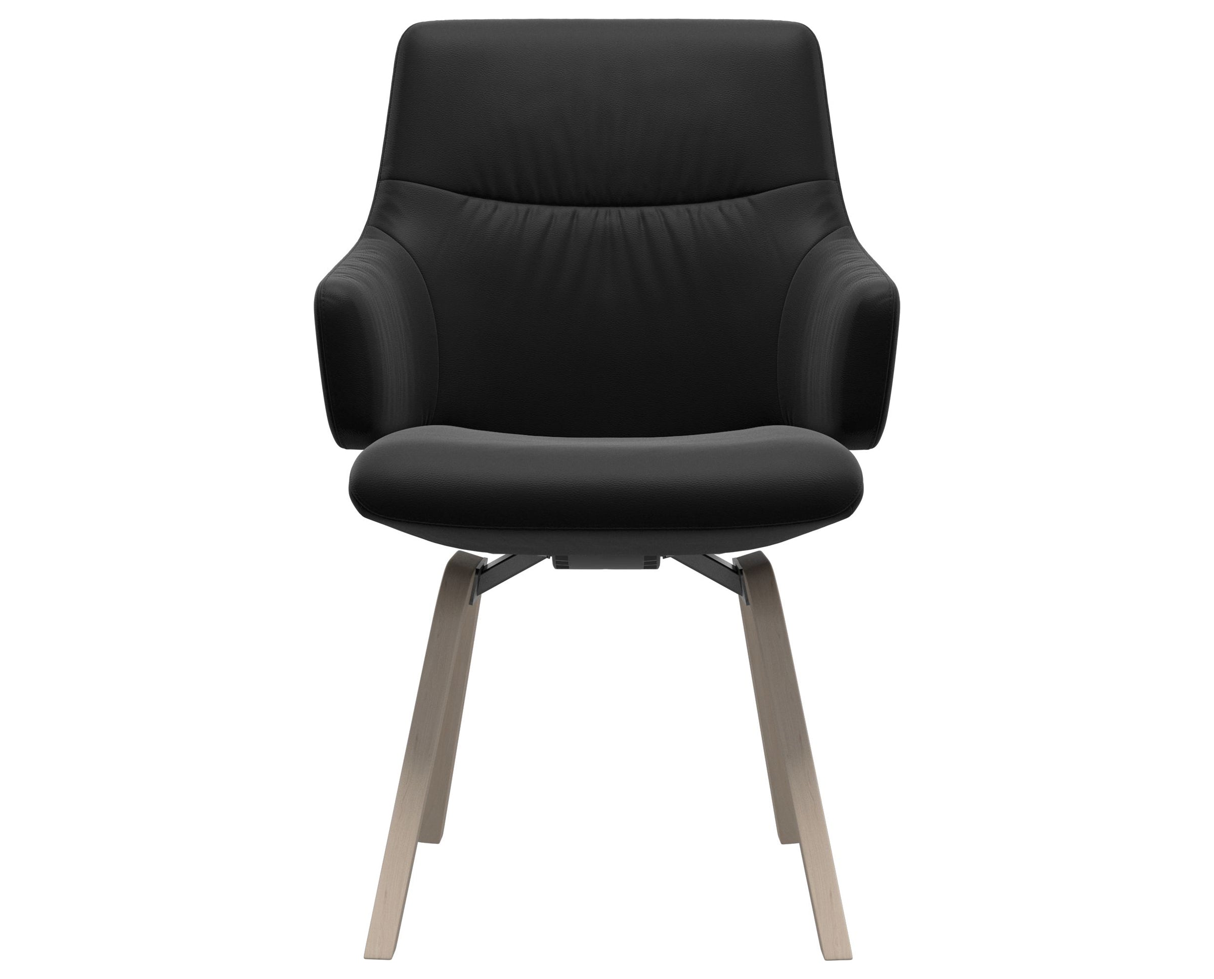 Paloma Leather Black and Whitewash Base | Stressless Mint Low Back D200 Dining Chair w/Arms | Valley Ridge Furniture