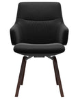 Paloma Leather Black and Walnut Base | Stressless Mint Low Back D200 Dining Chair w/Arms | Valley Ridge Furniture