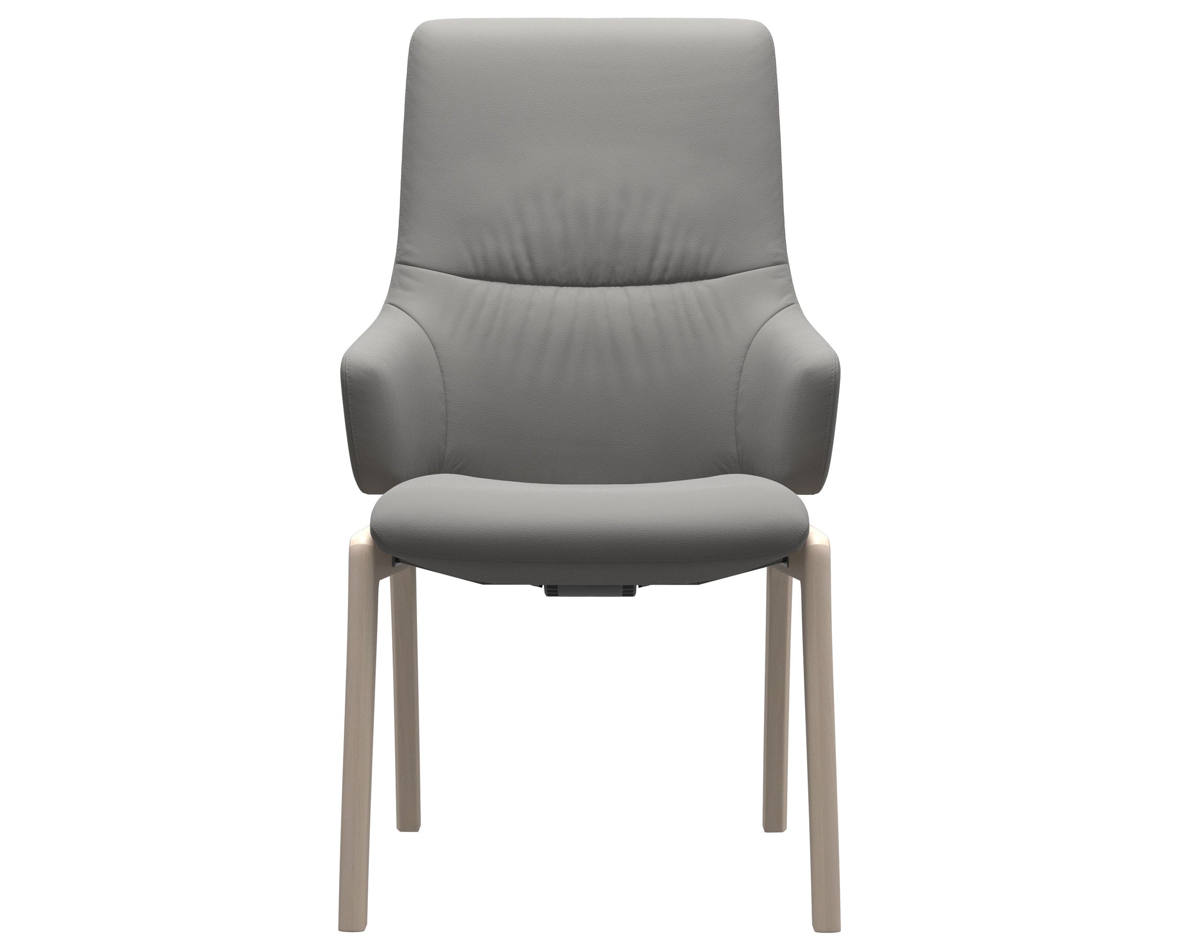 Paloma Leather Silver Grey and Whitewash Base | Stressless Mint High Back D100 Dining Chair w/Arms | Valley Ridge Furniture