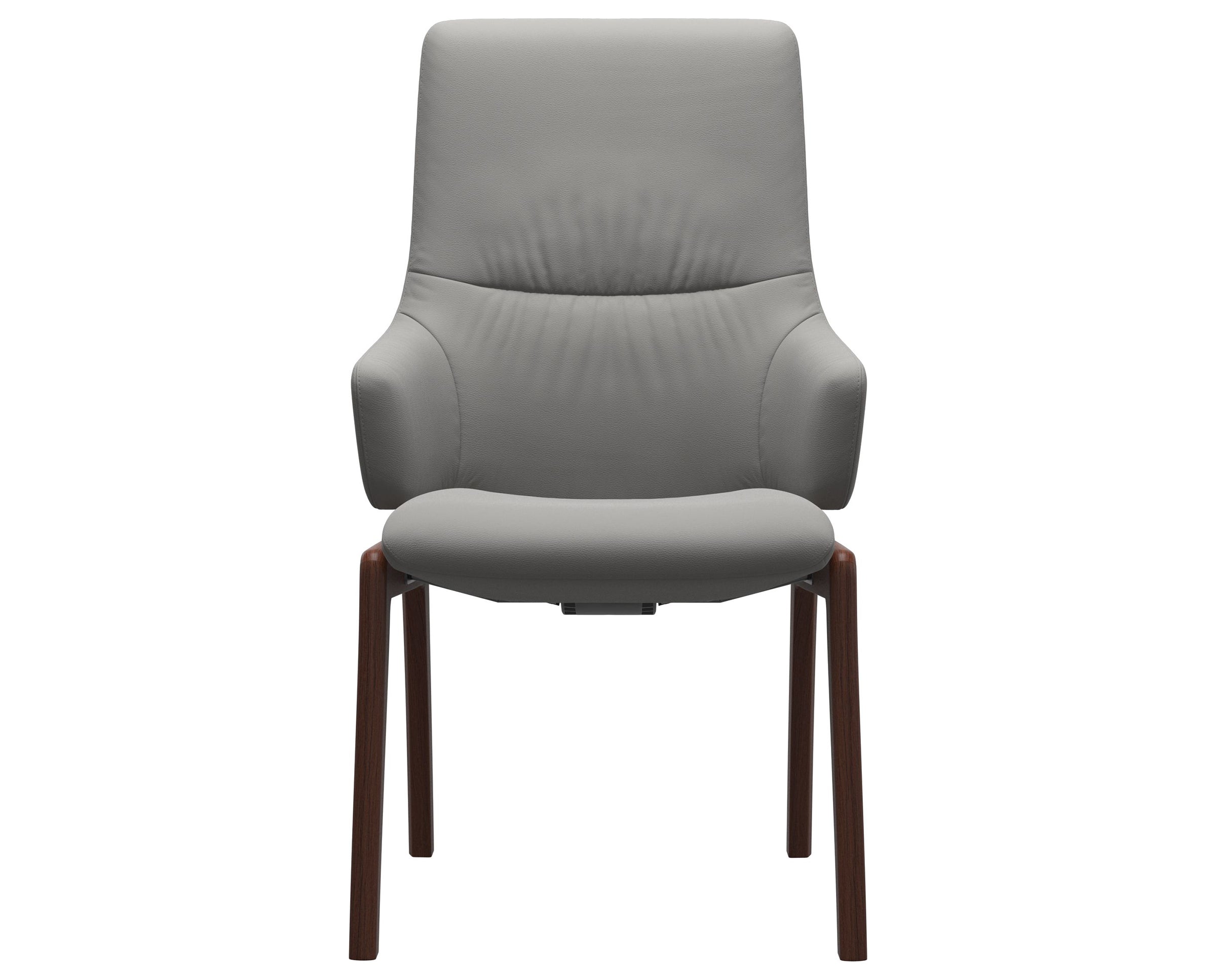 Paloma Leather Silver Grey and Walnut Base | Stressless Mint High Back D100 Dining Chair w/Arms | Valley Ridge Furniture