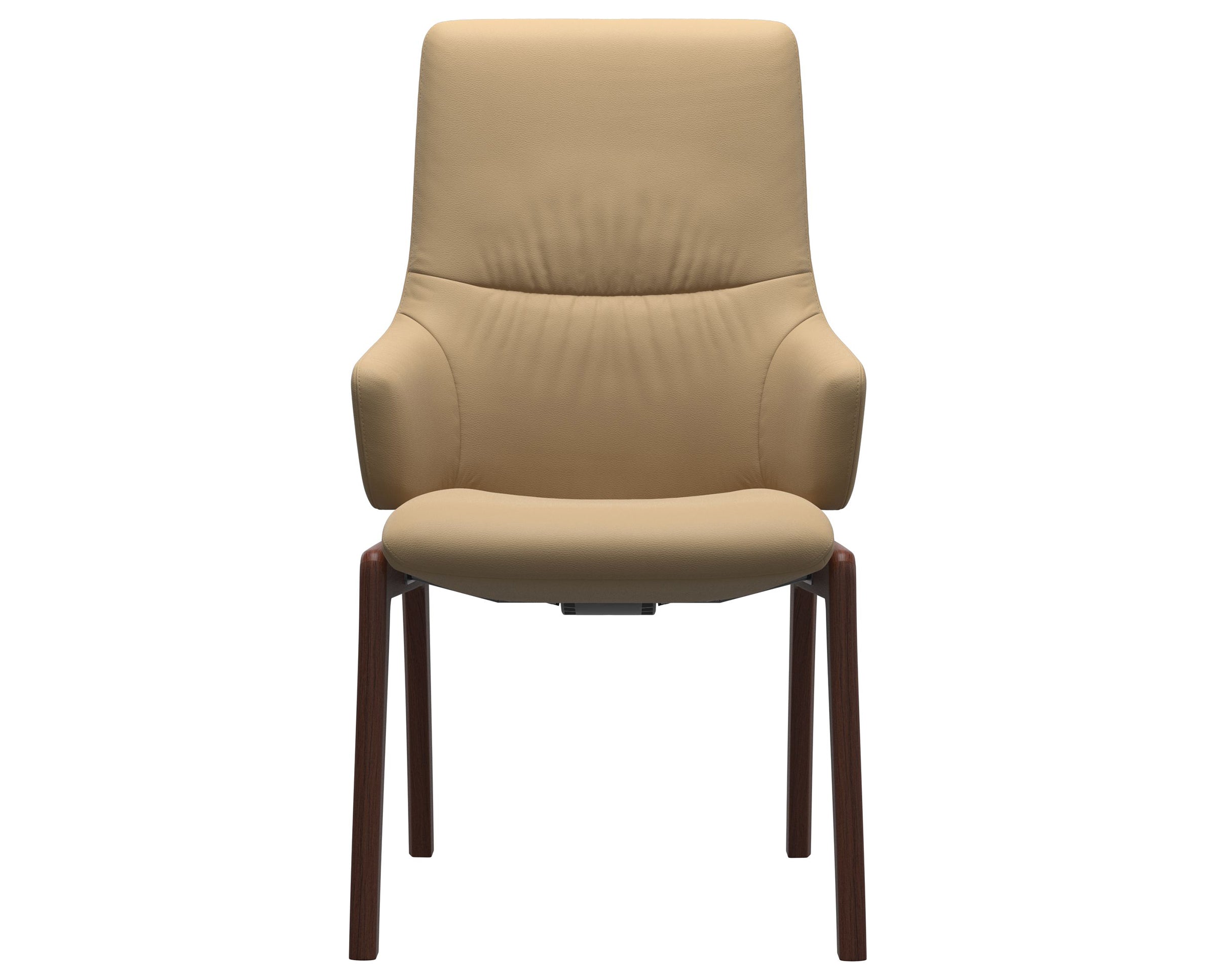 Paloma Leather Sand and Walnut Base | Stressless Mint High Back D100 Dining Chair w/Arms | Valley Ridge Furniture