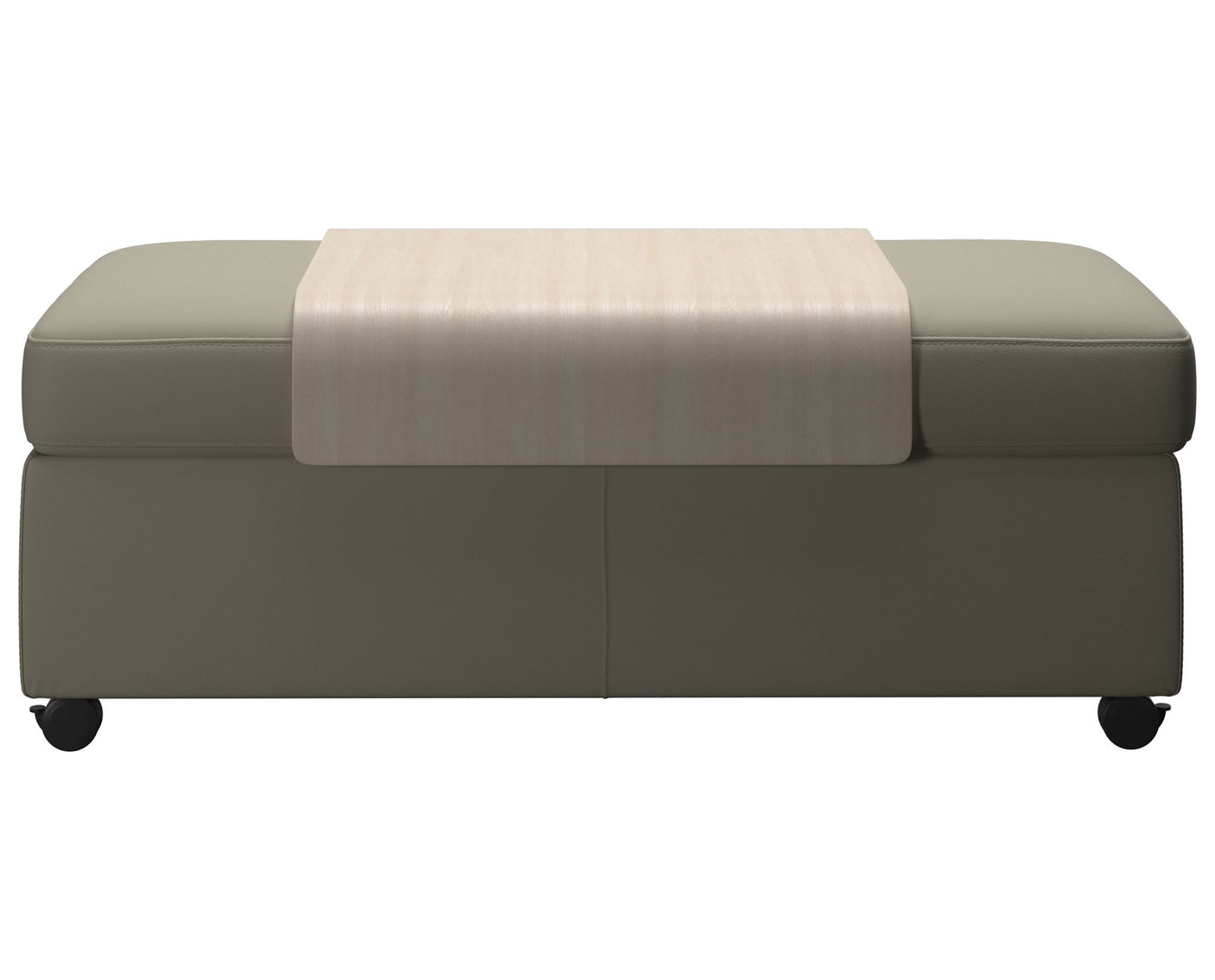 Paloma Leather Light Grey and Whitewash Finish | Stressless Double Ottoman with Table | Valley Ridge Furniture