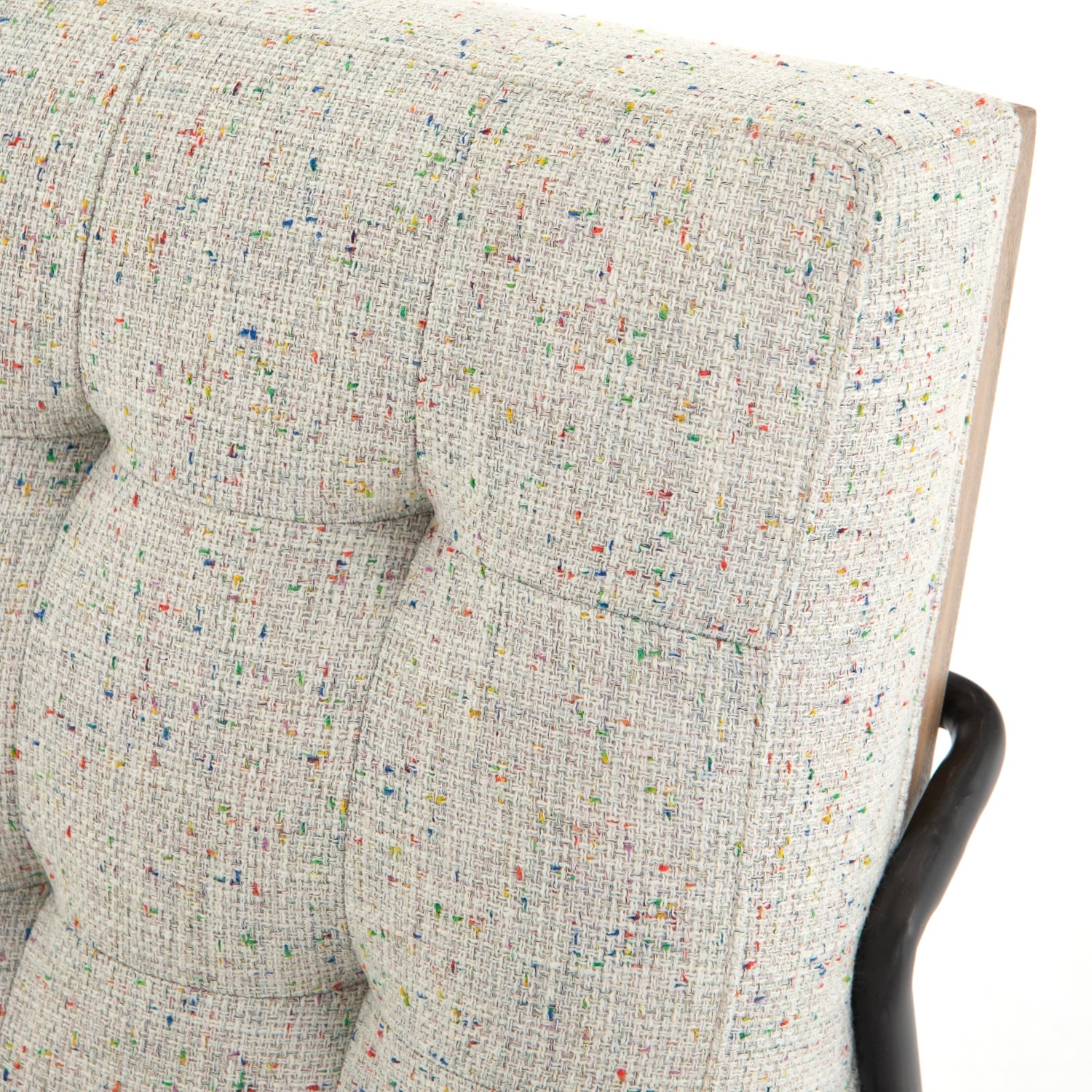 Neutral Fleck Fabric & Gunmetal Iron with Natural Beech | Romy Chair | Valley Ridge Furniture