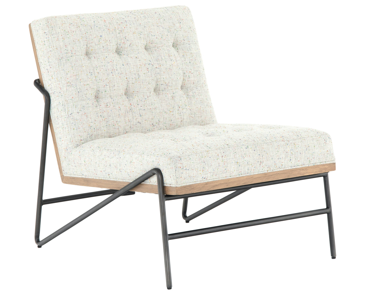 Neutral Fleck Fabric & Gunmetal Iron with Natural Beech | Romy Chair | Valley Ridge Furniture