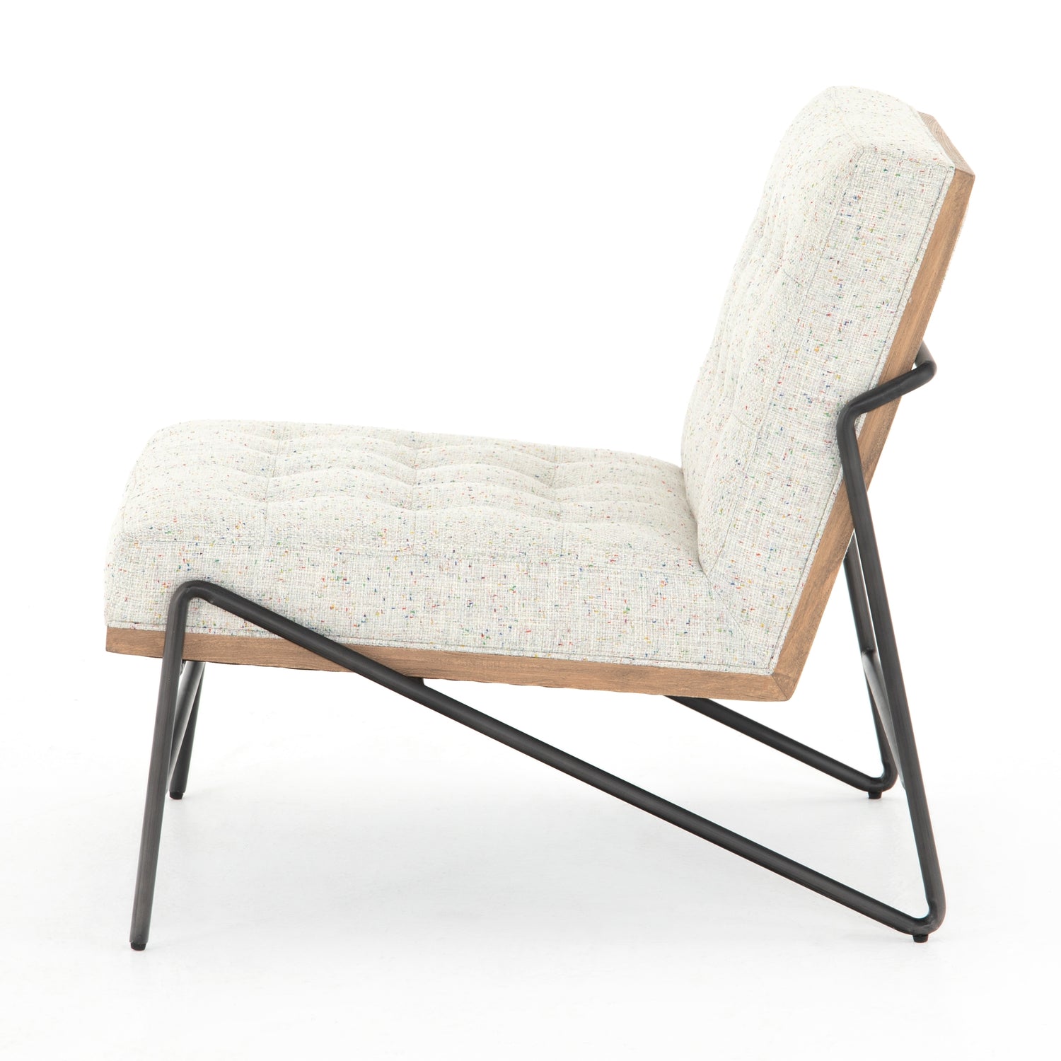 Neutral Fleck Fabric & Gunmetal Iron with Natural Beech | Romy Chair | Valley Ridge Furniture