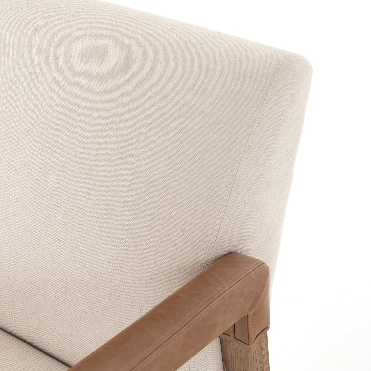 Harbor Natural Fabric & Lamont Nettlewood with Chaps Saddle Leather | Reuben Chair | Valley Ridge Furniture