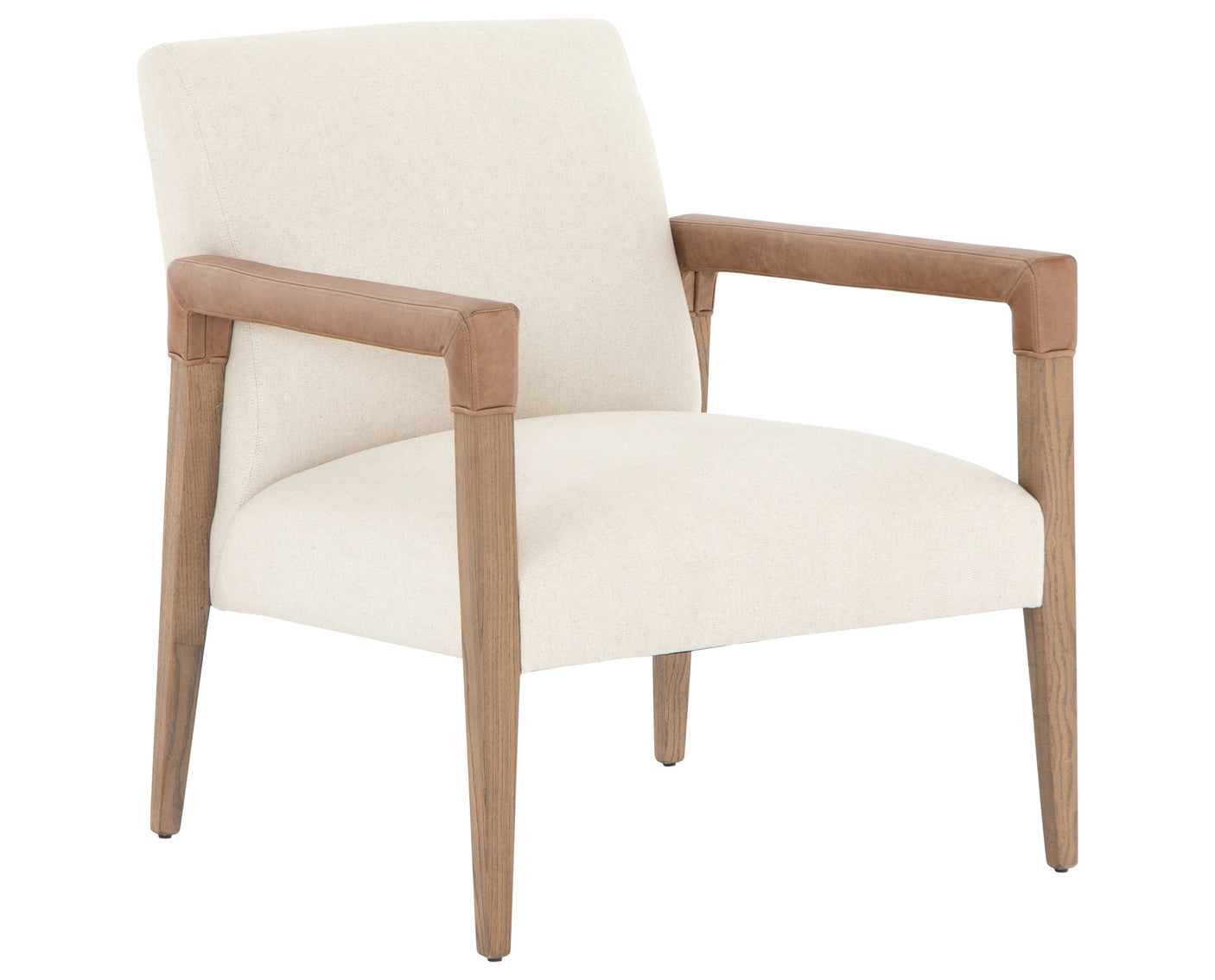 Harbor Natural Fabric & Lamont Nettlewood with Chaps Saddle Leather | Reuben Chair | Valley Ridge Furniture