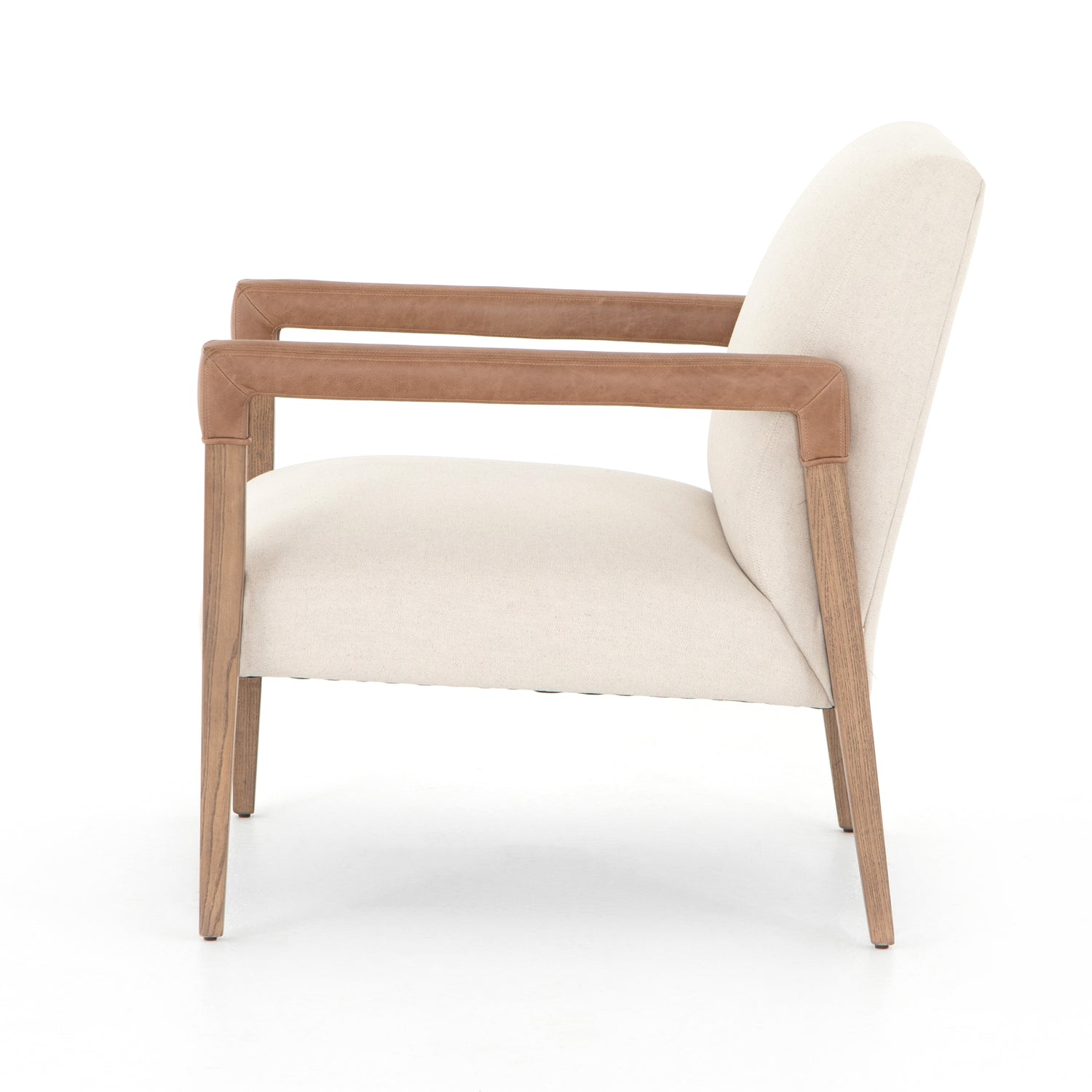 Harbor Natural Fabric & Lamont Nettlewood with Chaps Saddle Leather | Reuben Chair | Valley Ridge Furniture