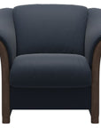 Paloma Leather Oxford Blue and Walnut Arm Trim | Stressless Manhattan Chair | Valley Ridge Furniture