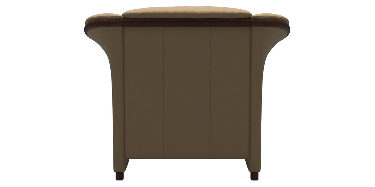 Stressless Manhattan Chair in Paloma Sand, Brown, rear three-quarter view