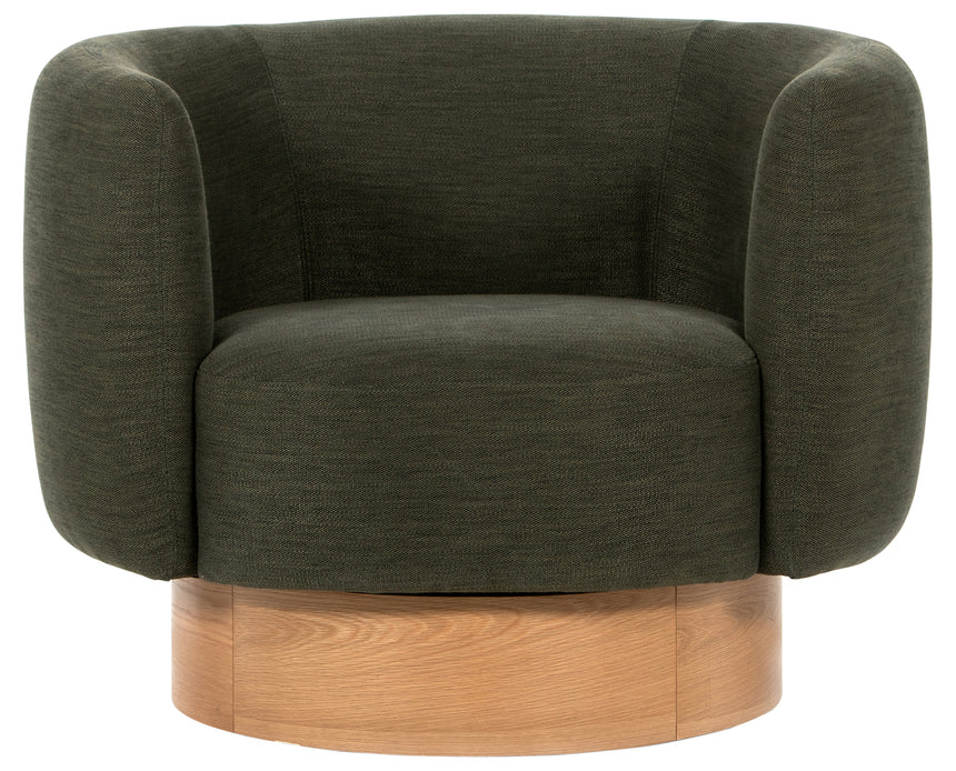 Atlantis Moss Fabric with Natural Oak Veneer | Calista Swivel Chair | Valley Ridge Furniture