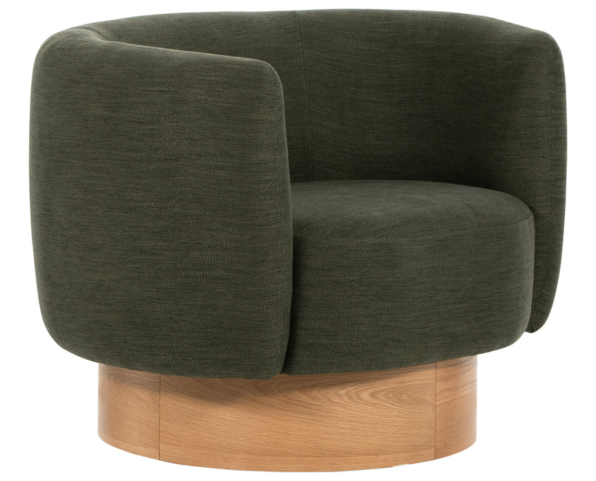 Atlantis Moss Fabric with Natural Oak Veneer | Calista Swivel Chair | Valley Ridge Furniture