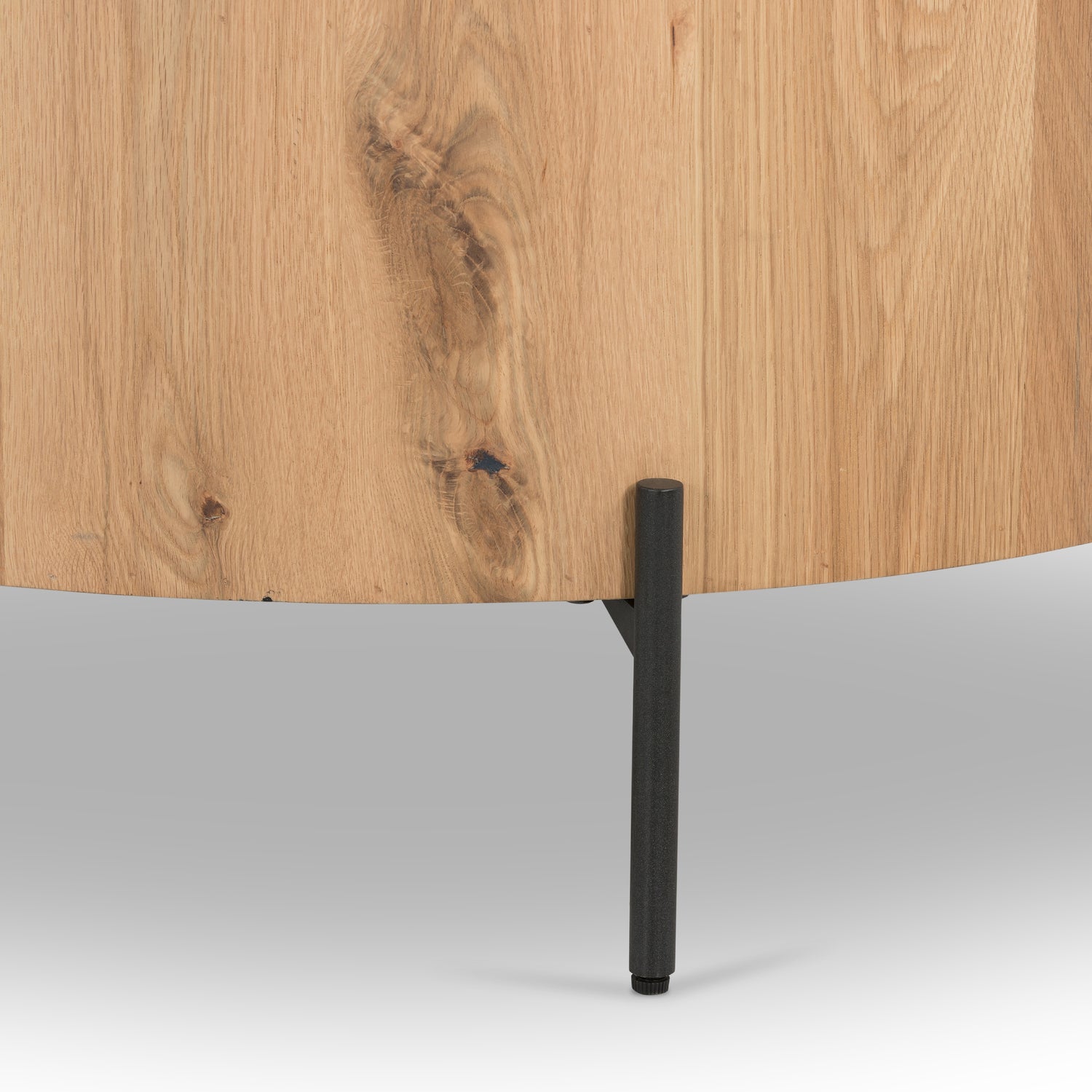 Light Oak Resin with Dark Gunmetal Iron | Eaton Drum Coffee Table | Valley Ridge Furniture