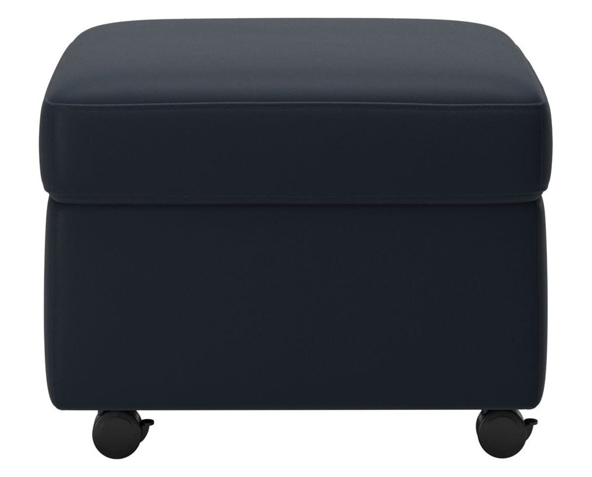 Paloma Leather Oxford Blue | Stressless Modern Ottoman | Valley Ridge Furniture