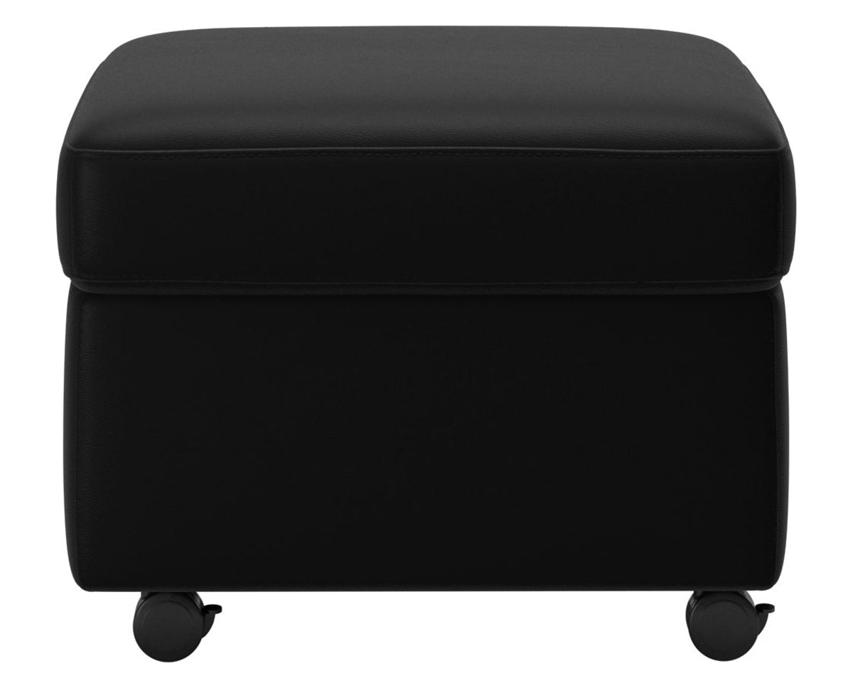 Paloma Leather Black | Stressless Modern Ottoman | Valley Ridge Furniture