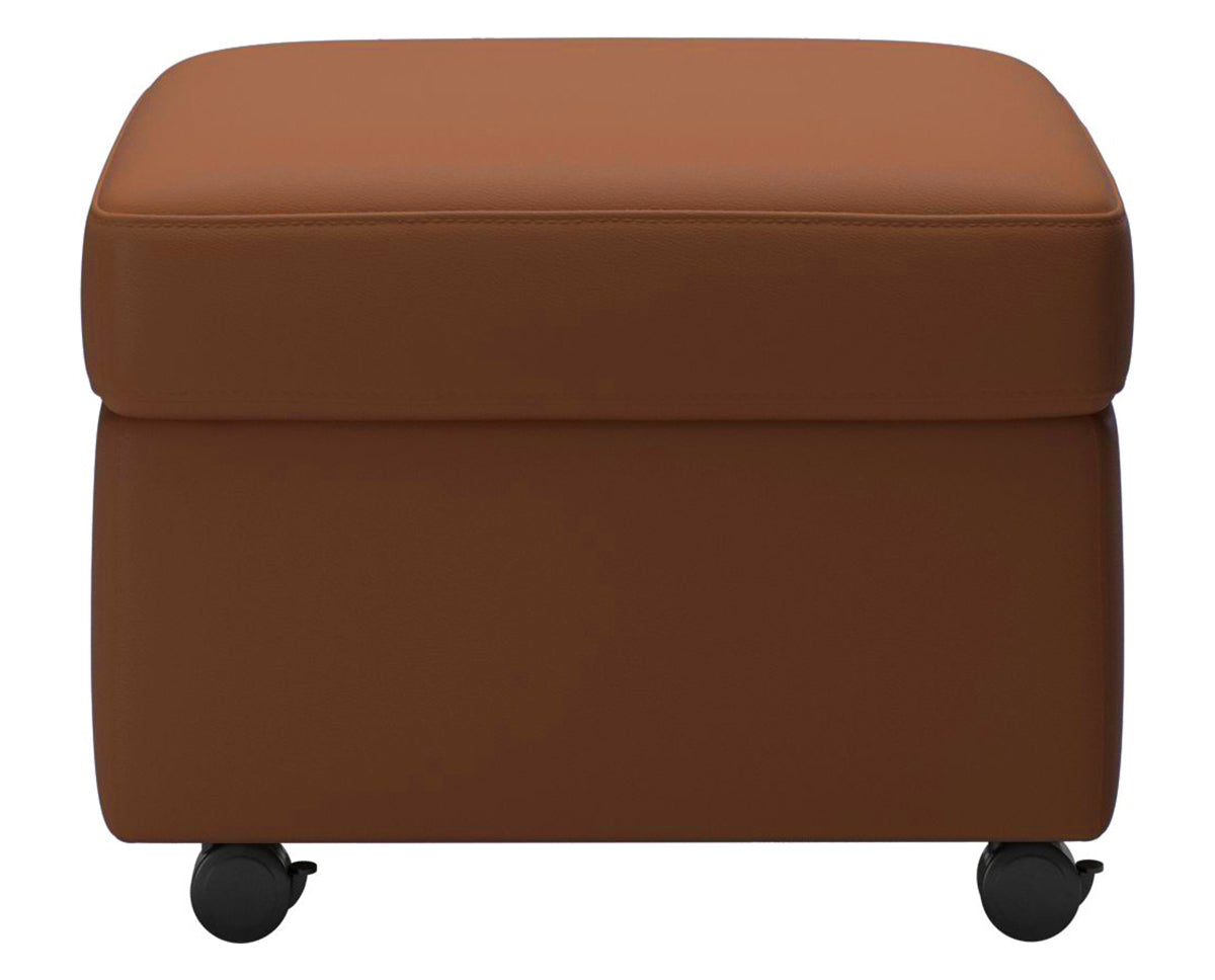 Paloma Leather New Cognac | Stressless Modern Ottoman | Valley Ridge Furniture