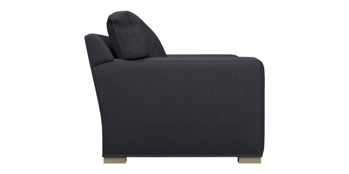 Taft Fabric Cobalt with Slate Maple | Camden Axel Bench Seat Sofa | Valley Ridge Furniture