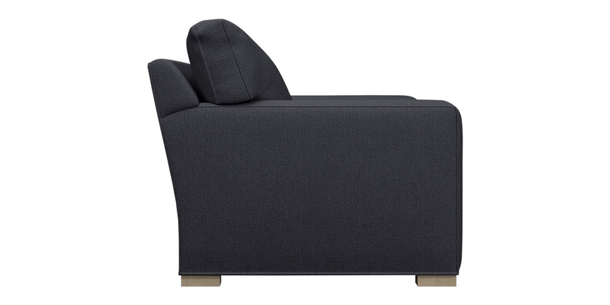 Taft Fabric Cobalt with Slate Maple | Camden Axel Bench Seat Sofa | Valley Ridge Furniture