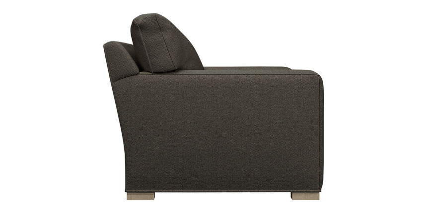 Taft Fabric Truffle with Slate Maple | Camden Axel Bench Seat Sofa | Valley Ridge Furniture