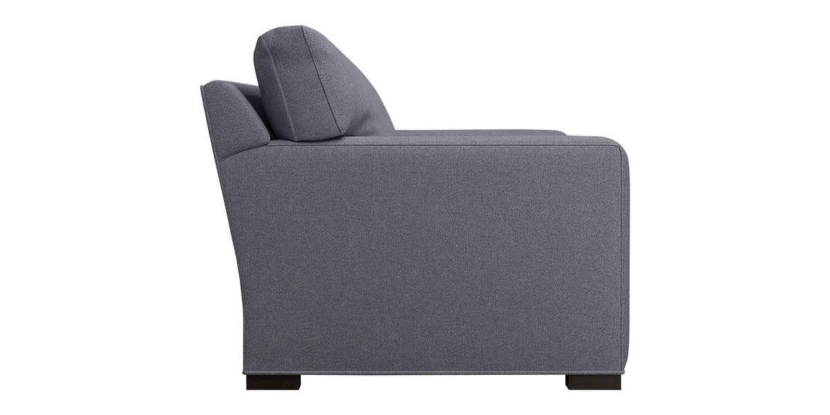 Douglas Fabric Indigo with Fossil Hardwood | Camden Axel Sofa | Valley Ridge Furniture