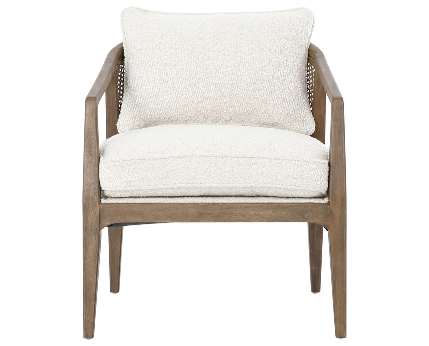 Knoll Natural Fabric with Distressed Natural Parawood | Alexandria Accent Chair | Valley Ridge Furniture