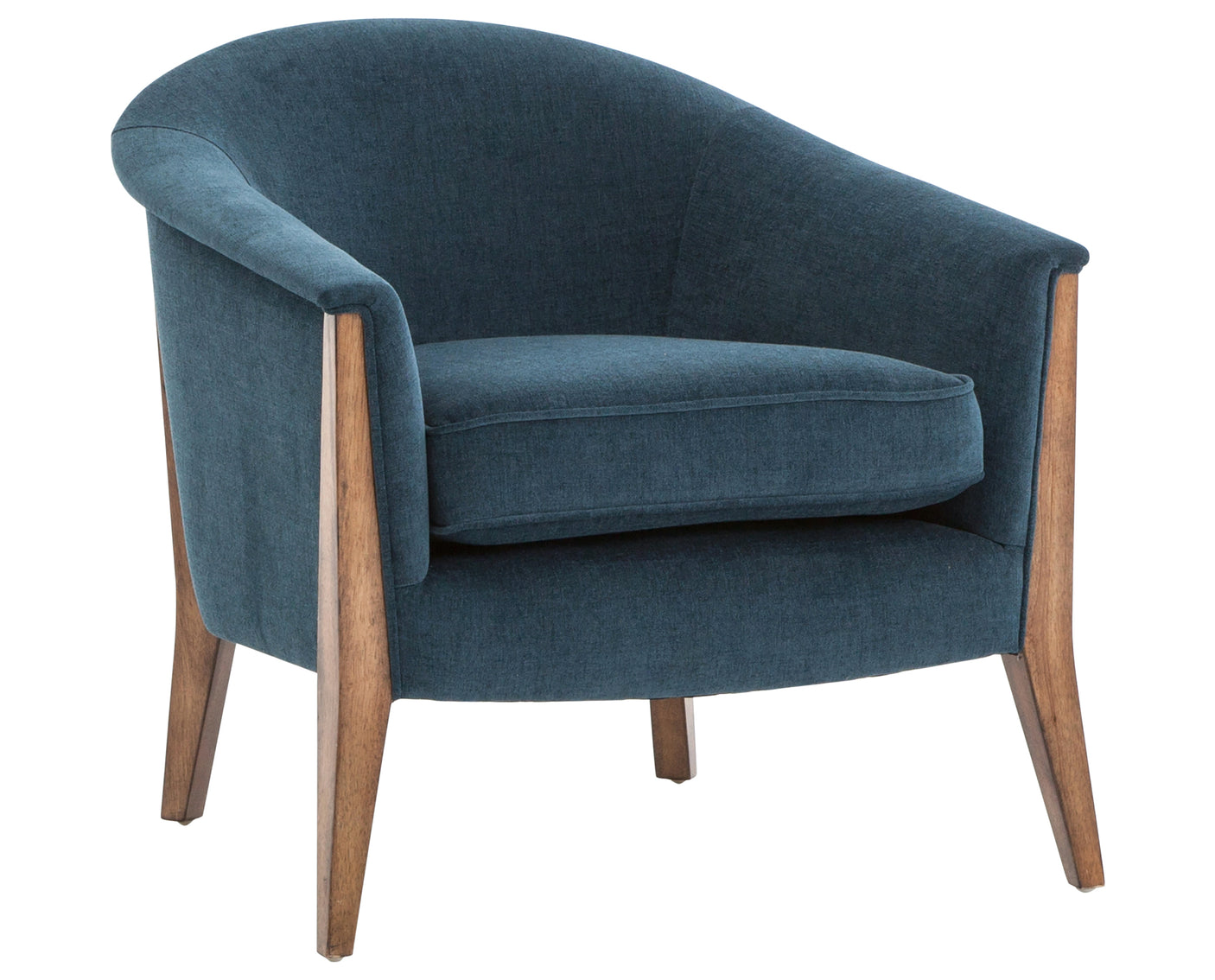 Plush Azure Fabric with Antique Cocoa Parawood | Nomad Chair | Valley Ridge Furniture