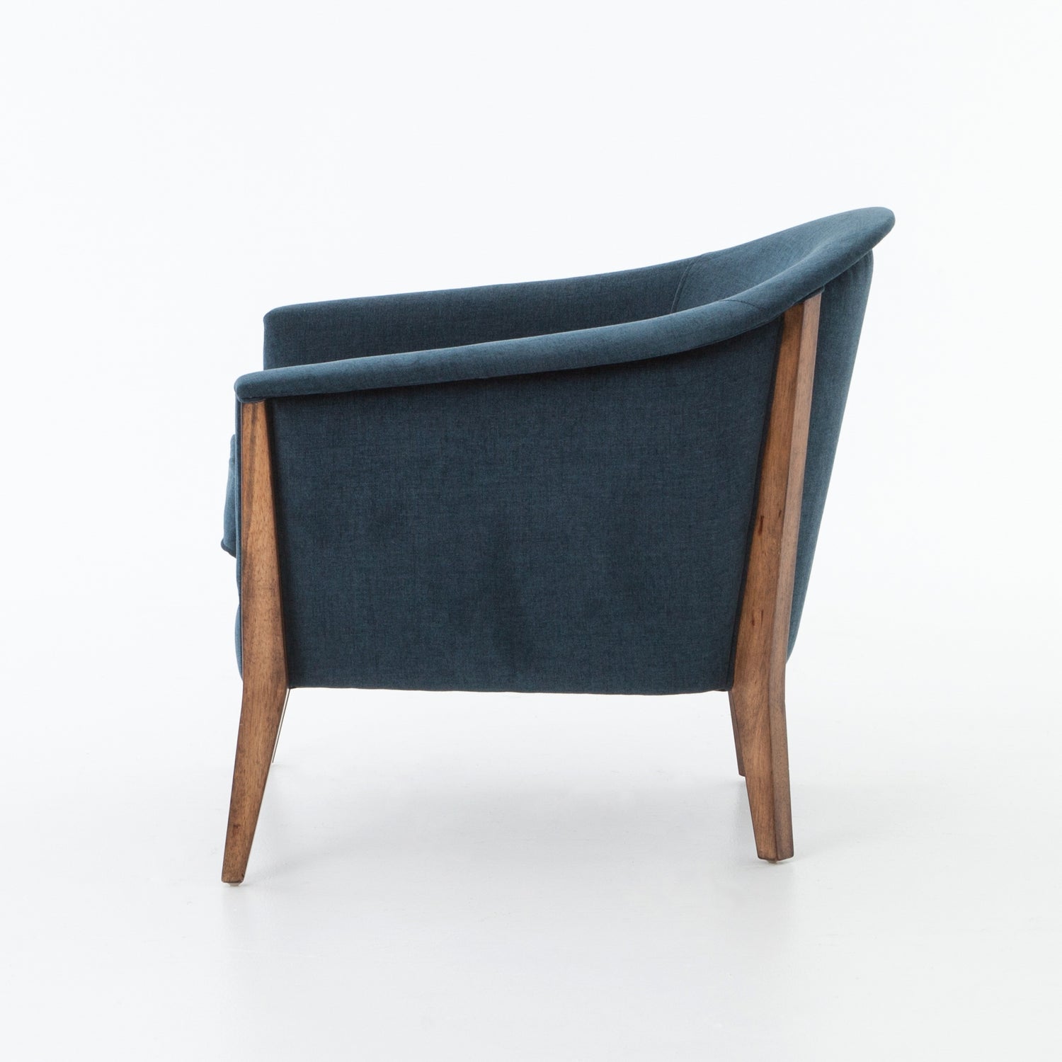 Plush Azure Fabric with Antique Cocoa Parawood | Nomad Chair | Valley Ridge Furniture