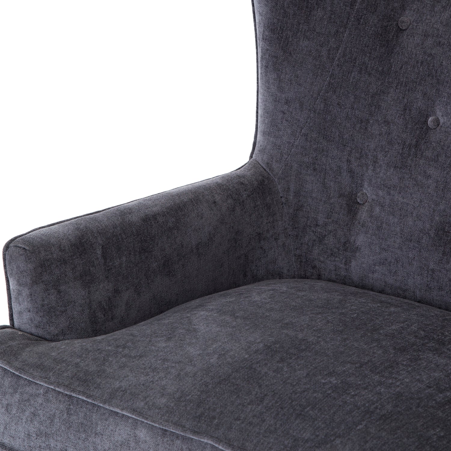 Charcoal Worn Velvet Fabric with Almond Parawood | Clermont Chair | Valley Ridge Furniture