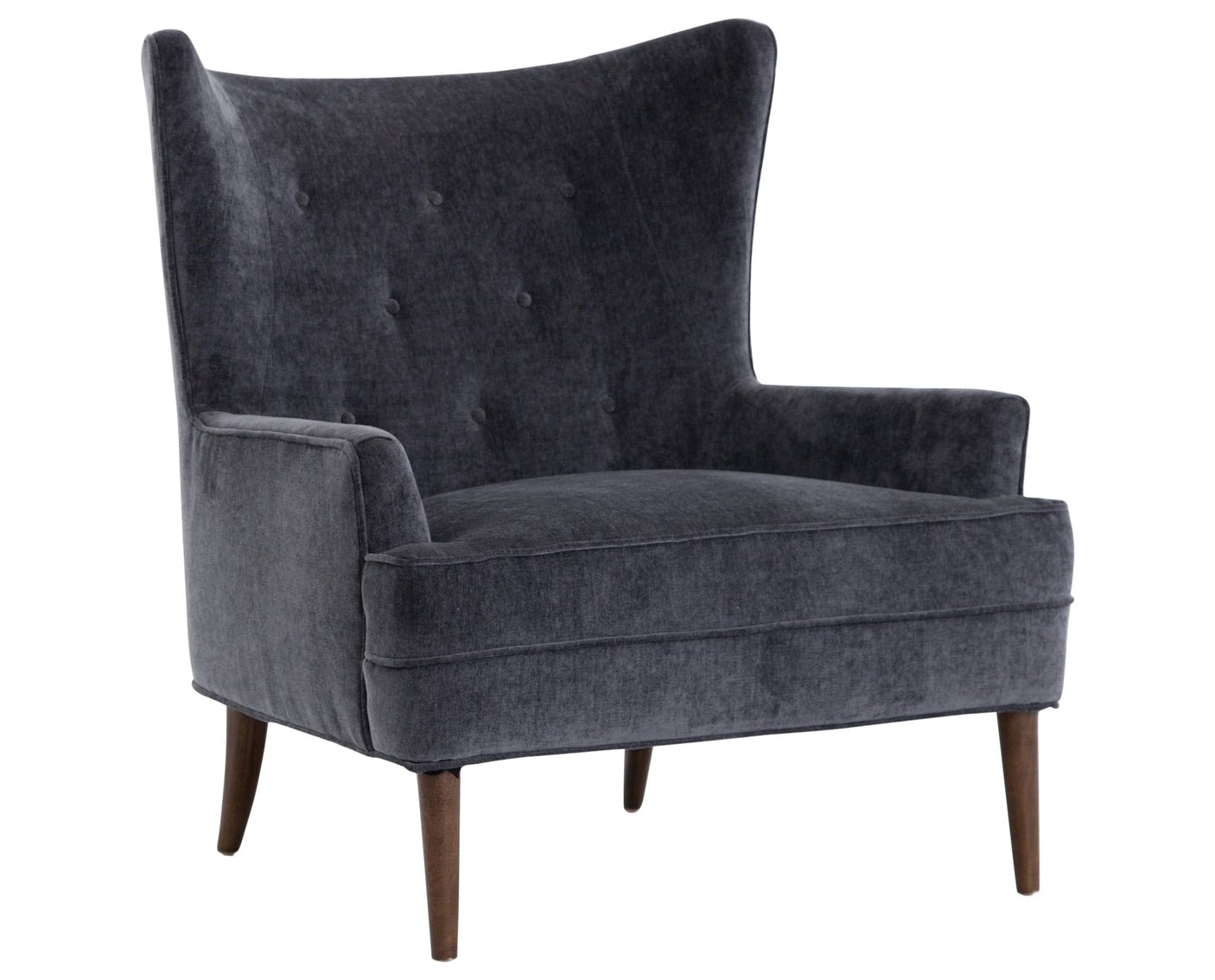 Charcoal Worn Velvet Fabric with Almond Parawood | Clermont Chair | Valley Ridge Furniture