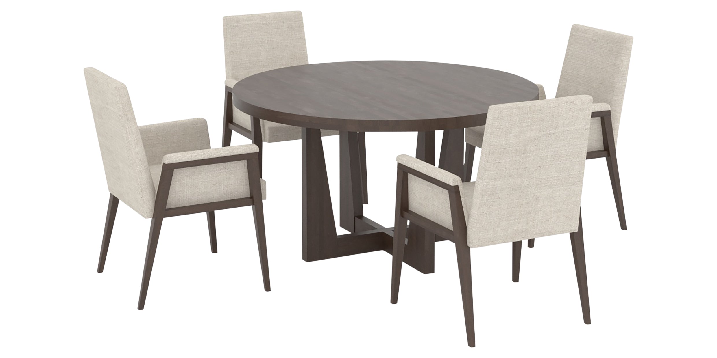 Hazelnut Washed Birch with Matte Finish and AL Fabric | Canadel Modern 5454 Dining Set - Floor Model | Valley Ridge Furniture