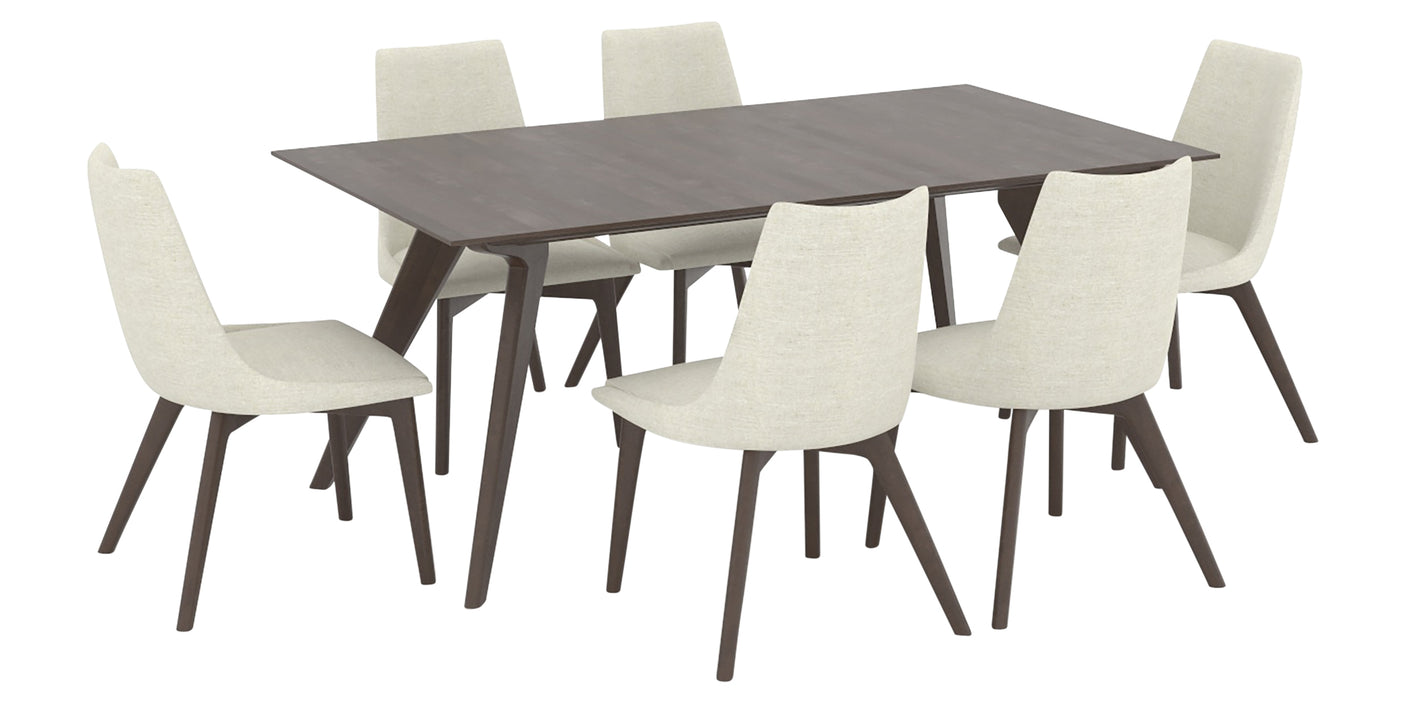 Hazelnut Washed Birch with Matte Finish and TW Fabric | Canadel Downtown 4072 Dining Set - Floor Model | Valley Ridge Furniture