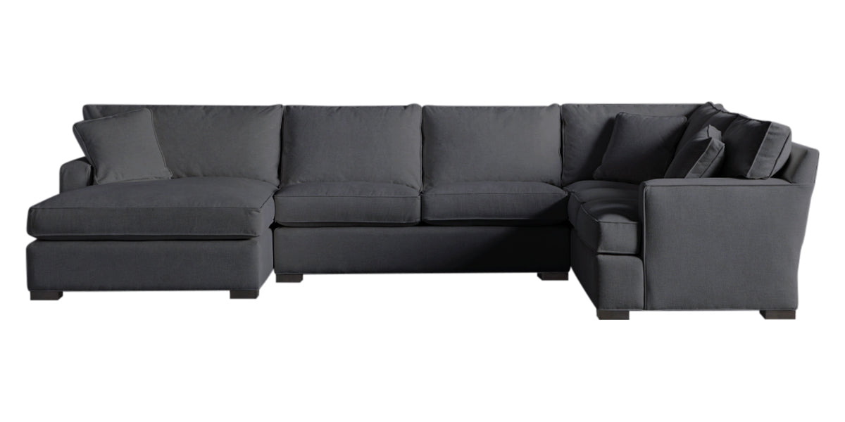 Vertual Fabric Charcoal | Camden 3-Piece Large Chaise Sectional | Valley Ridge Furniture