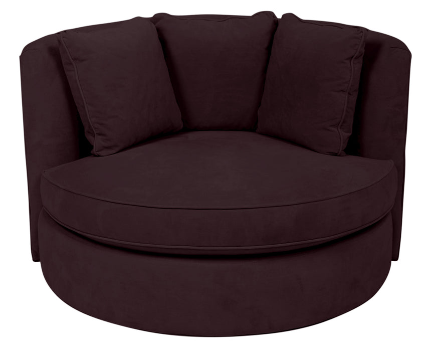 View Fabric Eggplant | Camden Cuddle Chair | Valley Ridge Furniture